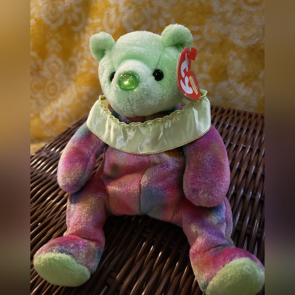 🧸 Ty Beanie Baby August The Birthday Bear - Peridot - August Birthday